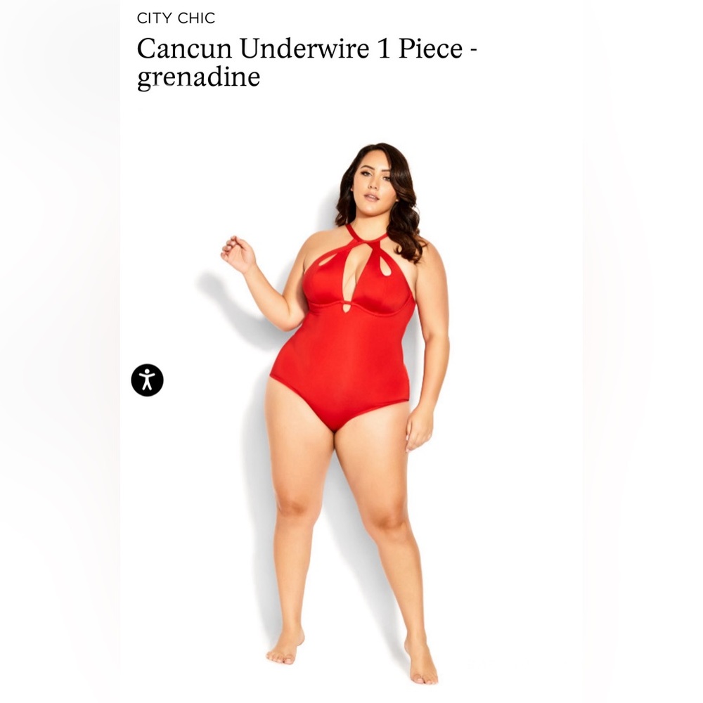 City Chic Cancun Underwire 1 piece grenadine size 18